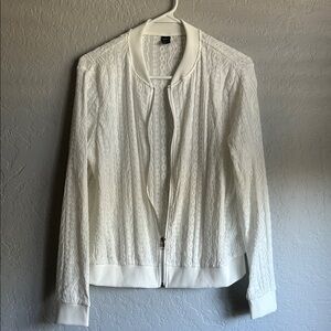 SHEIN White Textured Bomber Jacket